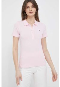 TOMMY HILFIGER - Tommy Hilfiger polo damski kolor różowy. Typ kołnierza: polo. Kolor: różowy. Materiał: bawełna, dzianina. Długość: krótkie #3