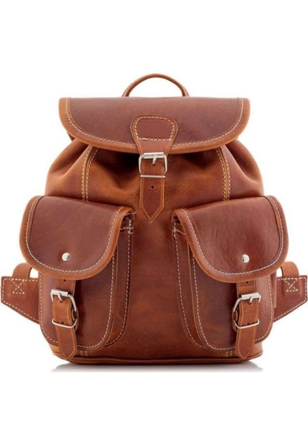 Belveder Mały plecak skórzany damski brązowy BR21. Kolor: brązowy. Materiał: skóra