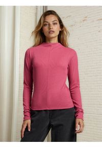 Sinsay - Prążkowana bluzka z zabudowanym dekoltem z domieszką wiskozy - Inny. Materiał: prążkowany, wiskoza