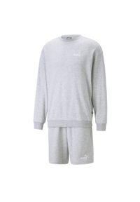 Puma - Męski dres Relaxed PUMA Light Gray Heather. Kolor: wielokolorowy, szary, czarny. Materiał: dresówka