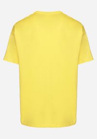 Born2be - Żółta Koszulka T-shirt z Bawełny Fodarella. Okazja: na co dzień. Kolor: żółty. Materiał: bawełna. Wzór: aplikacja. Styl: klasyczny, casual, elegancki #7