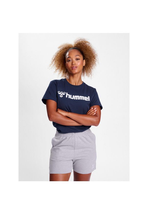 Koszulka damska Hummel Go 2.0 Logo. Kolor: niebieski. Materiał: tkanina, bawełna. Sport: piłka nożna