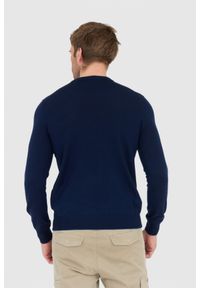 Aeronautica Militare - AERONAUTICA MILITARE Granatowy sweter męski z wełny merynosa. Kolor: niebieski. Materiał: wełna #3