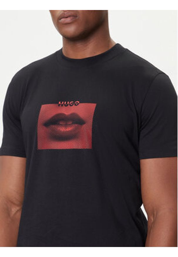 Hugo - HUGO T-Shirt Deterni 50544496 Czarny Regular Fit. Kolor: czarny. Materiał: bawełna
