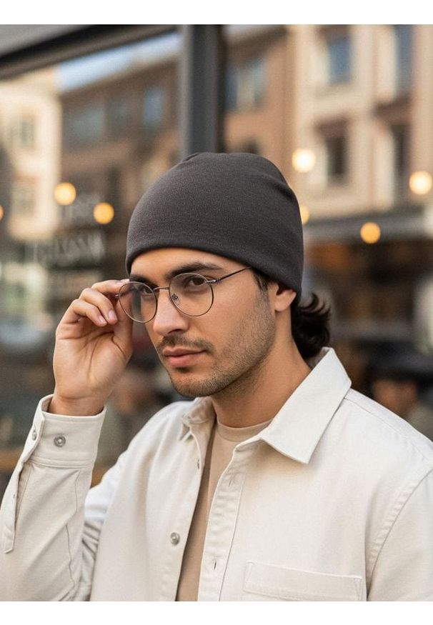 Sinsay - Czapka beanie basic z wiskozą 2 pack - szary. Kolor: szary. Materiał: wiskoza