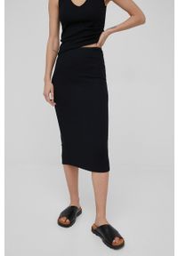 Calvin Klein spódnica kolor czarny mini ołówkowa. Kolor: czarny. Materiał: dzianina, nylon, materiał, włókno