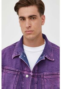 Calvin Klein Jeans kurtka jeansowa męska kolor fioletowy przejściowa. Kolor: fioletowy. Materiał: bawełna #4