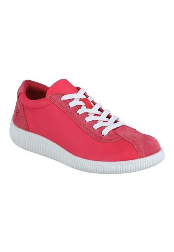 ecco - Buty do chodzenia damskie Ecco Sneaker Soft Zero Leder. Kolor: czerwony. Materiał: skóra. Szerokość cholewki: normalna. Sport: turystyka piesza