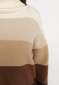Born2be - Beżowy Golf Klasyczny Zimowy Sweter z Kaszmirem Aziena. Okazja: na co dzień. Typ kołnierza: golf. Kolor: beżowy. Materiał: kaszmir. Długość rękawa: długi rękaw. Długość: długie. Sezon: zima. Styl: klasyczny #2