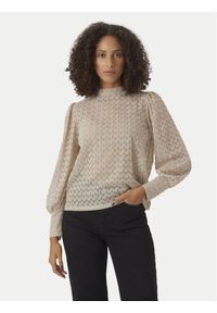 Vero Moda Bluzka Becca 10302894 Beżowy Regular Fit. Kolor: beżowy. Materiał: syntetyk