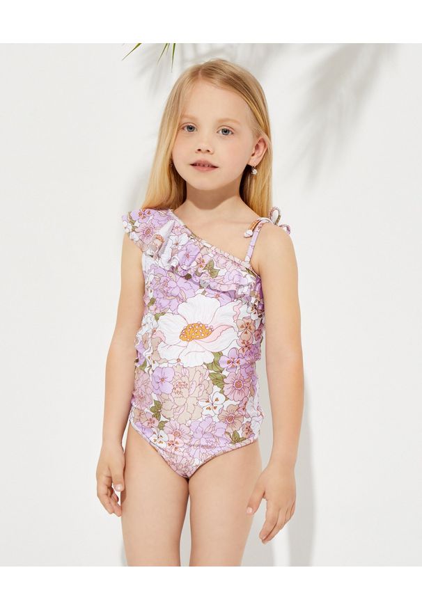ZIMMERMANN KIDS - Asymetryczny strój jednoczęściowy w kwiaty 2-10 lat. Kolor: różowy, wielokolorowy, fioletowy. Wzór: kwiaty