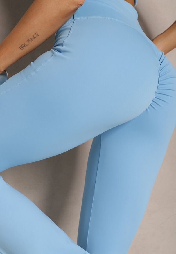 Renee - Niebieskie Legginsy Dzwony High Waist Orruvana. Okazja: na co dzień. Stan: podwyższony. Kolor: niebieski. Styl: sportowy, casual