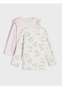 Sinsay - Koszulka z długimi rękawami - różowy. Kolor: różowy. Długość rękawa: długi rękaw. Długość: długie. Wzór: gładki #1