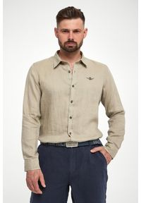 Aeronautica Militare - Koszula męska lniana AERONAUTICA MILIATRE. Materiał: len