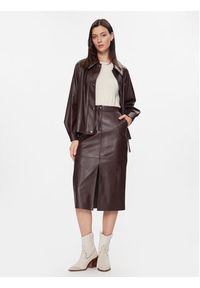 Max Mara Leisure Spódnica skórzana Ethel 2416771027 Bordowy Regular Fit. Kolor: czerwony. Materiał: syntetyk #3