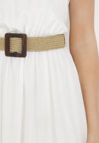 Born2be - Biała Sukienka z Paskiem Chrysaleia. Okazja: na co dzień. Kolor: biały. Długość rękawa: na ramiączkach. Wzór: gładki. Sezon: lato. Typ sukienki: proste. Styl: casual. Długość: maxi #2