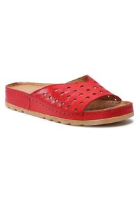 Klapki Łukbut - 1818-065 Czerwony. Okazja: na co dzień. Kolor: czerwony. Materiał: skóra. Sezon: lato. Styl: casual #1