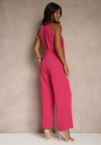 Renee - Fuksjowy Kombinezon Wide Leg z Ozdobnym Wiązaniem przy Szyi Silelia. Okazja: na co dzień. Kolor: różowy. Długość rękawa: bez rękawów. Styl: klasyczny, elegancki, casual #4