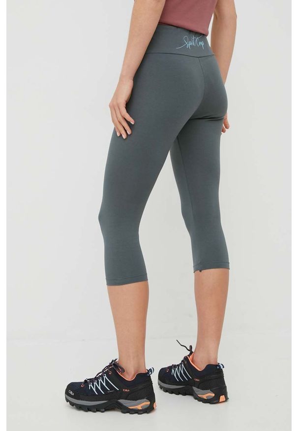 CMP legginsy damskie kolor zielony z nadrukiem. Kolor: zielony. Materiał: bawełna. Wzór: nadruk