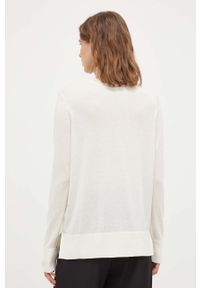 BOSS sweter damski kolor beżowy lekki. Kolor: beżowy. Materiał: dzianina. Długość rękawa: długi rękaw. Długość: długie. Styl: klasyczny #6