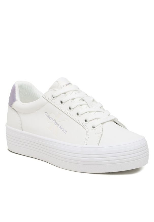 Calvin Klein Sneakersy Vulc Flatform YW0YW01223 Biały. Kolor: biały