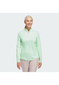 Adidas - Półgolf Women's Ultimate365 Printed Quarter-Zip. Typ kołnierza: golf. Kolor: zielony. Materiał: materiał