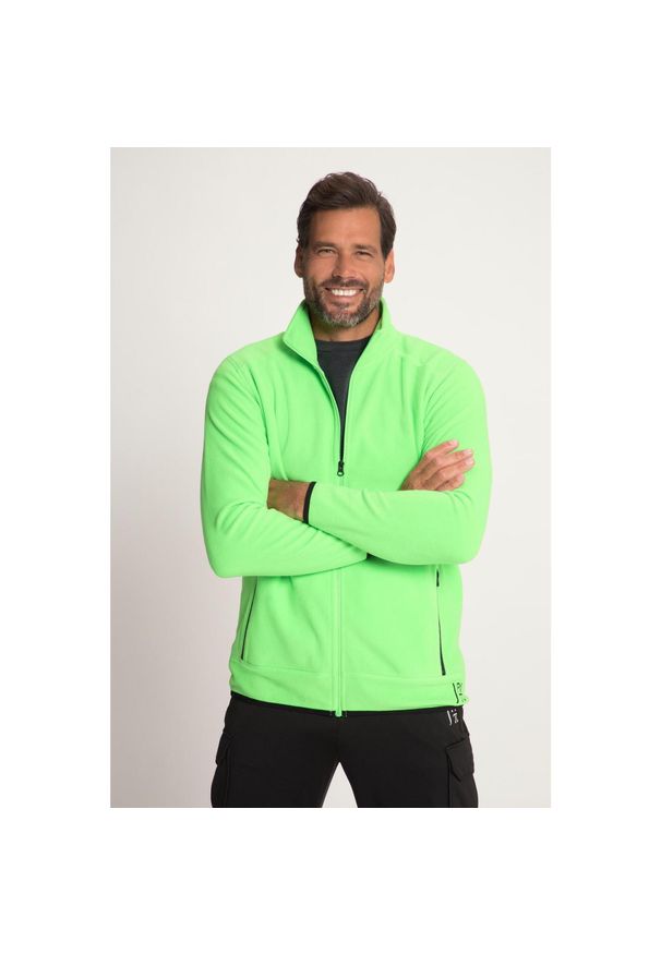 JAY-PI - Męska Polarowa bluza ultralekka stójka kieszenie. Typ kołnierza: kołnierzyk stójkowy. Kolekcja: plus size. Kolor: zielony. Materiał: poliester, materiał