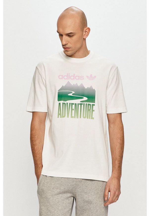 adidas Originals - T-shirt. Okazja: na co dzień. Kolor: biały. Wzór: nadruk. Styl: casual