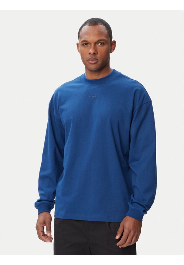 Hugo - HUGO Bluza Daposo 50511029 Niebieski Relaxed Fit. Kolor: niebieski. Materiał: bawełna
