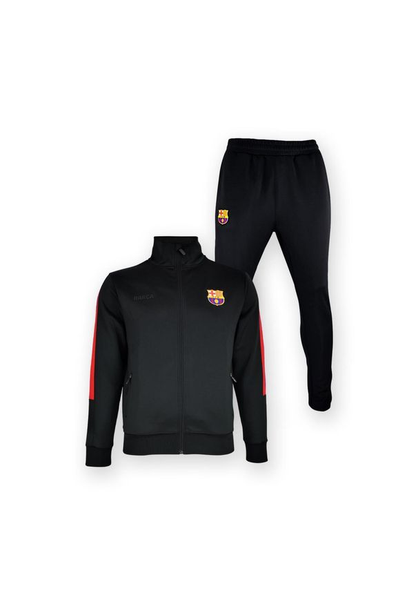 Dres treningowy FC Barcelona dla dzieci 25/26 - Czarny. Kolor: wielokolorowy. Materiał: dresówka. Styl: sportowy