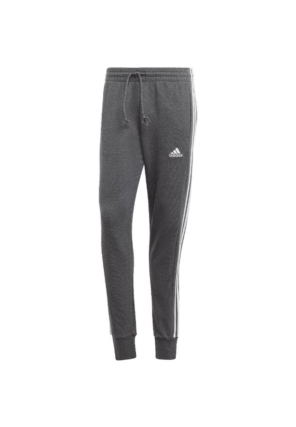 Adidas - Spodnie męskie adidas Essentials French Terry Tapered Cuff 3-Stripes. Kolor: biały, szary, wielokolorowy. Sport: fitness