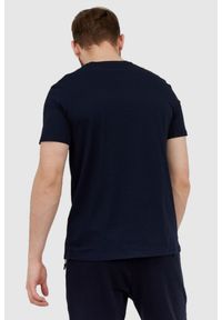 Armani Exchange - ARMANI EXCHANGE Granatowy t-shirt męski z paskiem z logo, Rozmiar S. Kolor: niebieski. Materiał: prążkowany #4