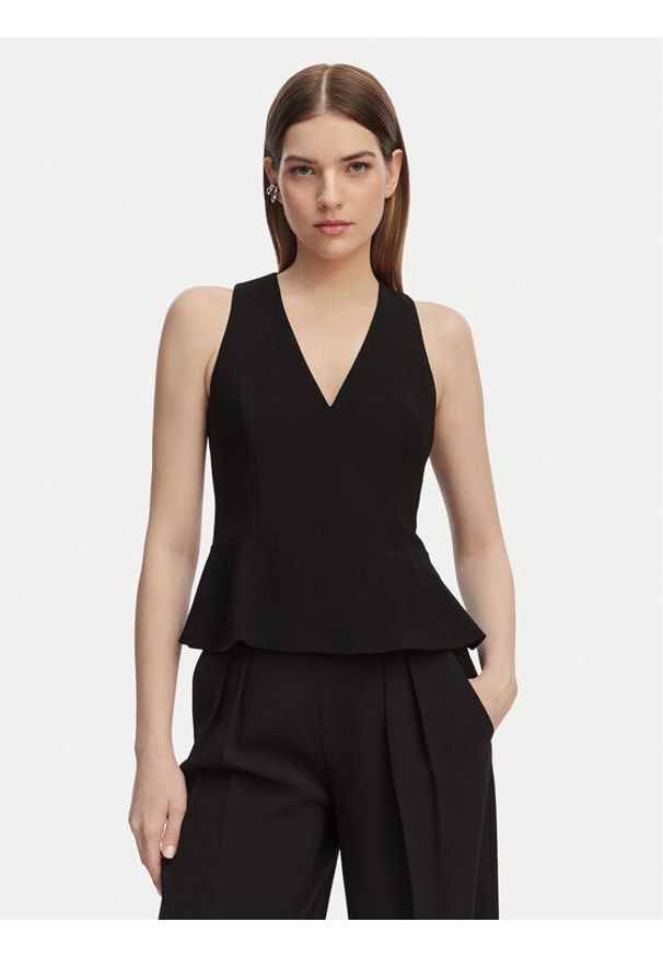 Hugo - HUGO Bluzka Carmint 50559304 Czarny Slim Fit. Kolor: czarny. Materiał: syntetyk