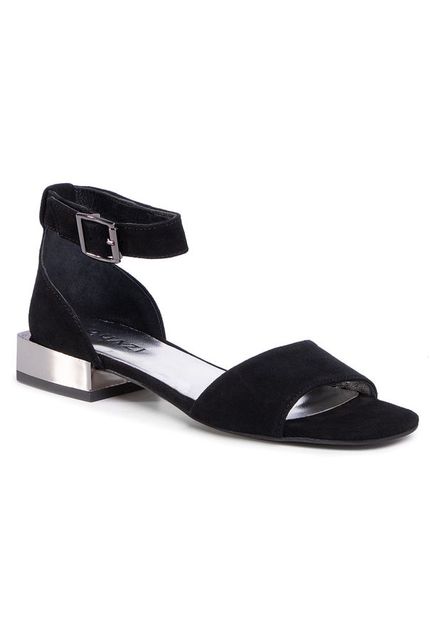 Sandały QUAZI QZ-69-04-000706 201. Kolor: czarny. Materiał: skóra, zamsz