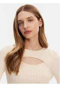 only - ONLY Sweter Meddi 15339582 Beżowy Cropped Fit. Kolor: beżowy. Materiał: wiskoza