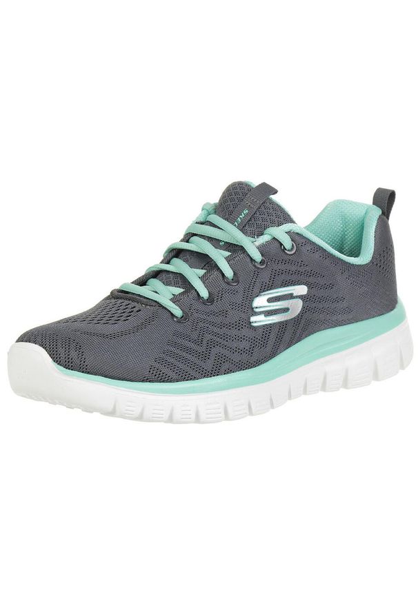 skechers - Buty treningowe damskie Skechers Bobssquad Breeze Way. Zapięcie: sznurówki. Kolor: niebieski, szary. Materiał: guma, materiał, tkanina, syntetyk. Szerokość cholewki: normalna