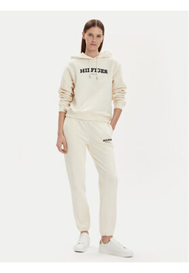 TOMMY HILFIGER - Tommy Hilfiger Bluza Monotype Flock WW0WW41236 Écru Relaxed Fit. Materiał: bawełna