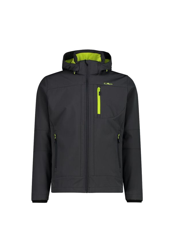 Kurtka męska turystyczna CMP 3A01787N. Typ kołnierza: kaptur. Kolor: czarny, zielony, wielokolorowy. Materiał: softshell. Sport: turystyka piesza