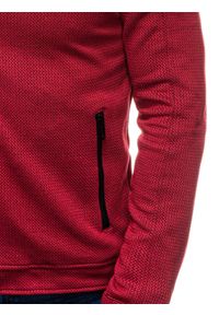 Ombre Clothing - Bluza męska rozpinana bez kaptura C453 - czerwona - L. Typ kołnierza: bez kaptura. Kolor: czerwony. Materiał: żakard, poliester, bawełna #5