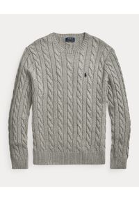 Ralph Lauren - RALPH LAUREN - Szary sweter z bawełny. Typ kołnierza: polo. Kolor: szary. Materiał: bawełna. Wzór: haft #2
