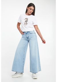 Liu Jo - T-shirt damski z nadrukiem i cyrkoniami LIU JO. Wzór: nadruk #3