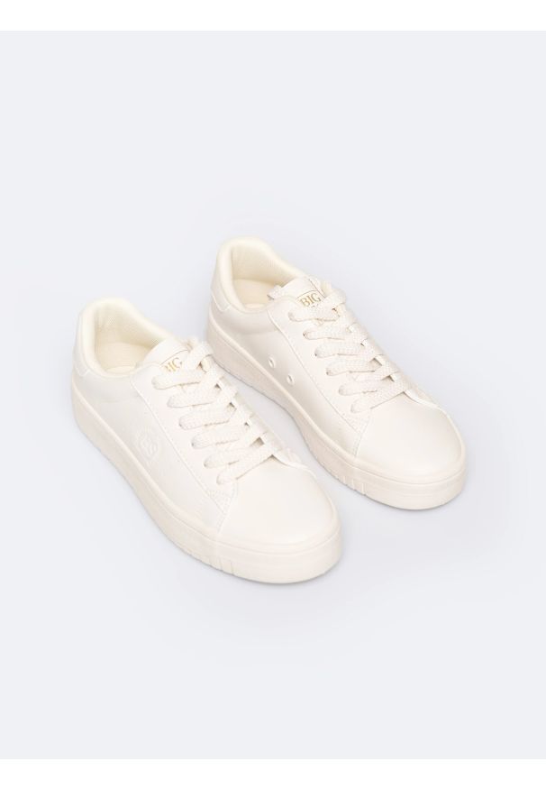 Big-Star - Sneakersy damskie ze skóry ekologicznej beżowe NN274578 801. Okazja: na co dzień. Kolor: beżowy. Materiał: skóra ekologiczna