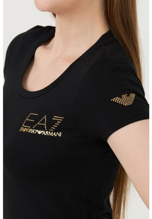 EA7 Emporio Armani - EA7 Czarny damski t-shirt, Rozmiar S. Kolor: czarny