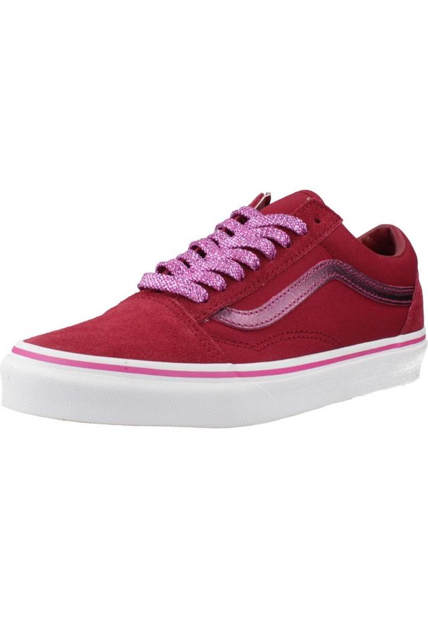 Vans - Buty VANS OLD SKOOL MTLC Bordeaux. Kolor: czerwony. Materiał: tkanina, skóra. Styl: sportowy