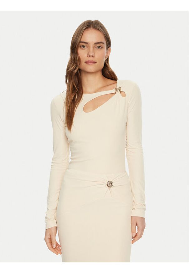 Guess Bluzka W5RP12 KAQL2 Beżowy Regular Fit. Kolor: beżowy. Materiał: syntetyk