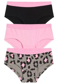 bonprix - Figi dziewczęce panty z bawełny organicznej (3 pary). Kolor: różowy. Materiał: bawełna #1