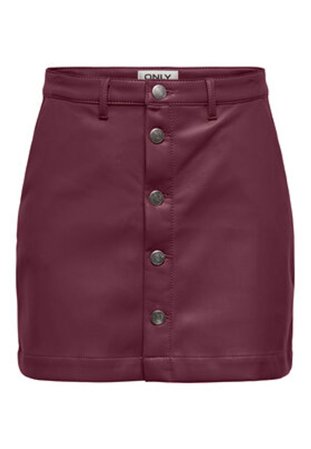 only - ONLY Spódnica z imitacji skóry Amazing 15331876 Bordowy Slim Fit. Kolor: czerwony. Materiał: skóra