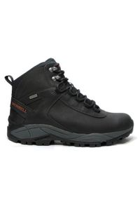 Panowie outdoorowy Merrell Vego Mid LTR WP - Mężczyźni - Czarny. Wysokość cholewki: za kostkę. Zapięcie: sznurówki. Kolor: czarny. Materiał: tkanina, materiał, skóra, syntetyk. Szerokość cholewki: normalna