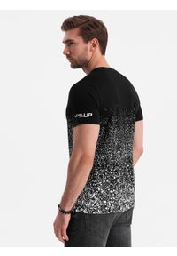 Ombre Clothing - Męski t-shirt bawełniany z gradientowym nadrukiem - czarny V2 OM-TSPT-22SS-001 - XXL. Kolor: czarny. Materiał: bawełna. Wzór: nadruk, gradientowy. Styl: klasyczny #6