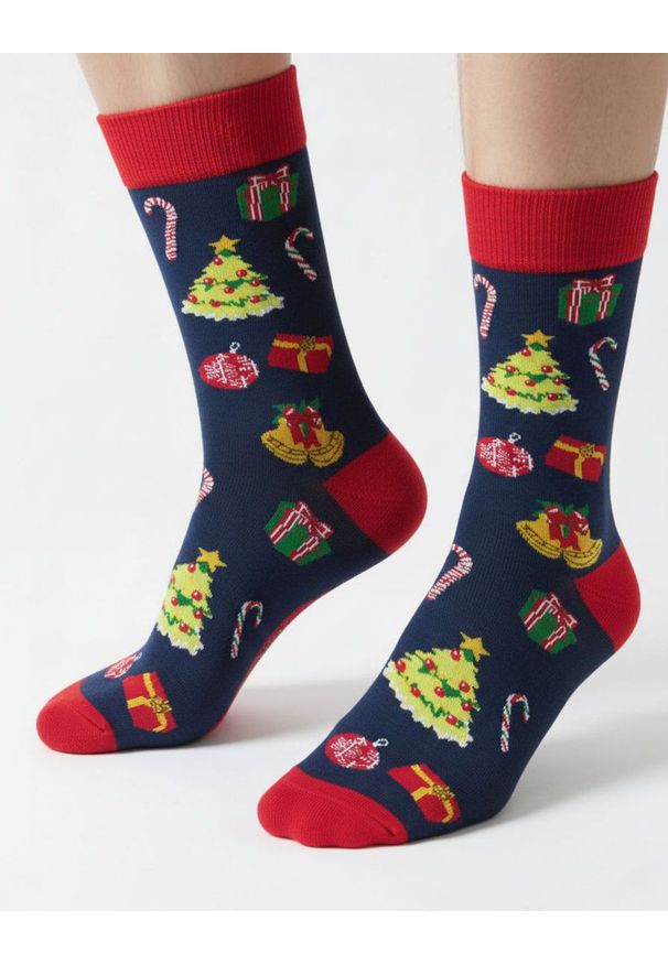 His Story - Tematyczne Skarpetki Bawełniane - Święta, Choinka, Prezenty. Kolor: wielokolorowy. Materiał: elastan, bawełna, poliamid